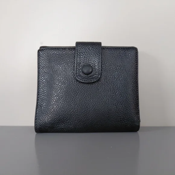 CHANEL Black Textured Leather Wallet